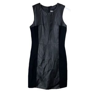 My Tribe Leather Panel Jersey Dress‎ Black Mini Women Small Moto Classic Biker
